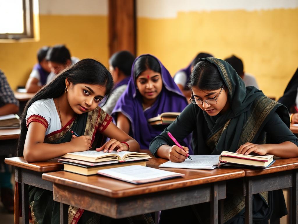 Students studying together with books