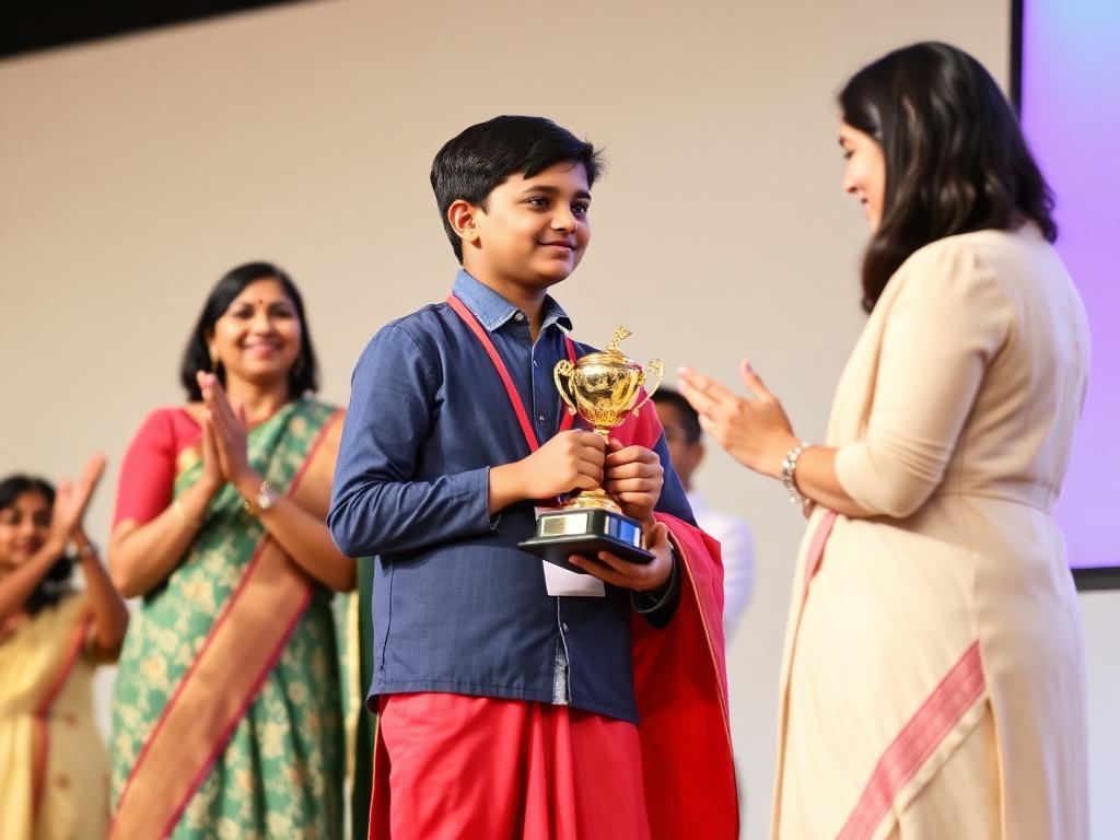 Student receiving academic award