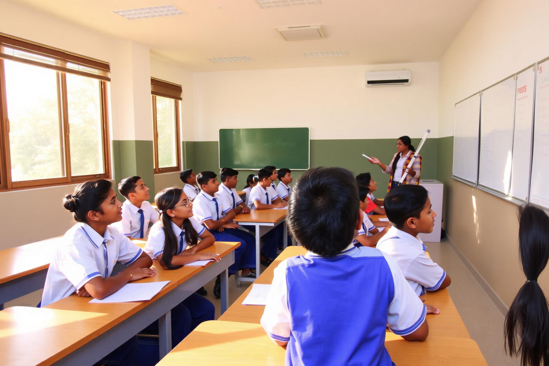 Modern classroom at Sri Vetri Tutorial College with Indian students learning
